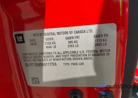 2010 Chevrolet Camaro 2Ss z USA, uszkodzony, nr VIN 2G1FT1EW5A9117724